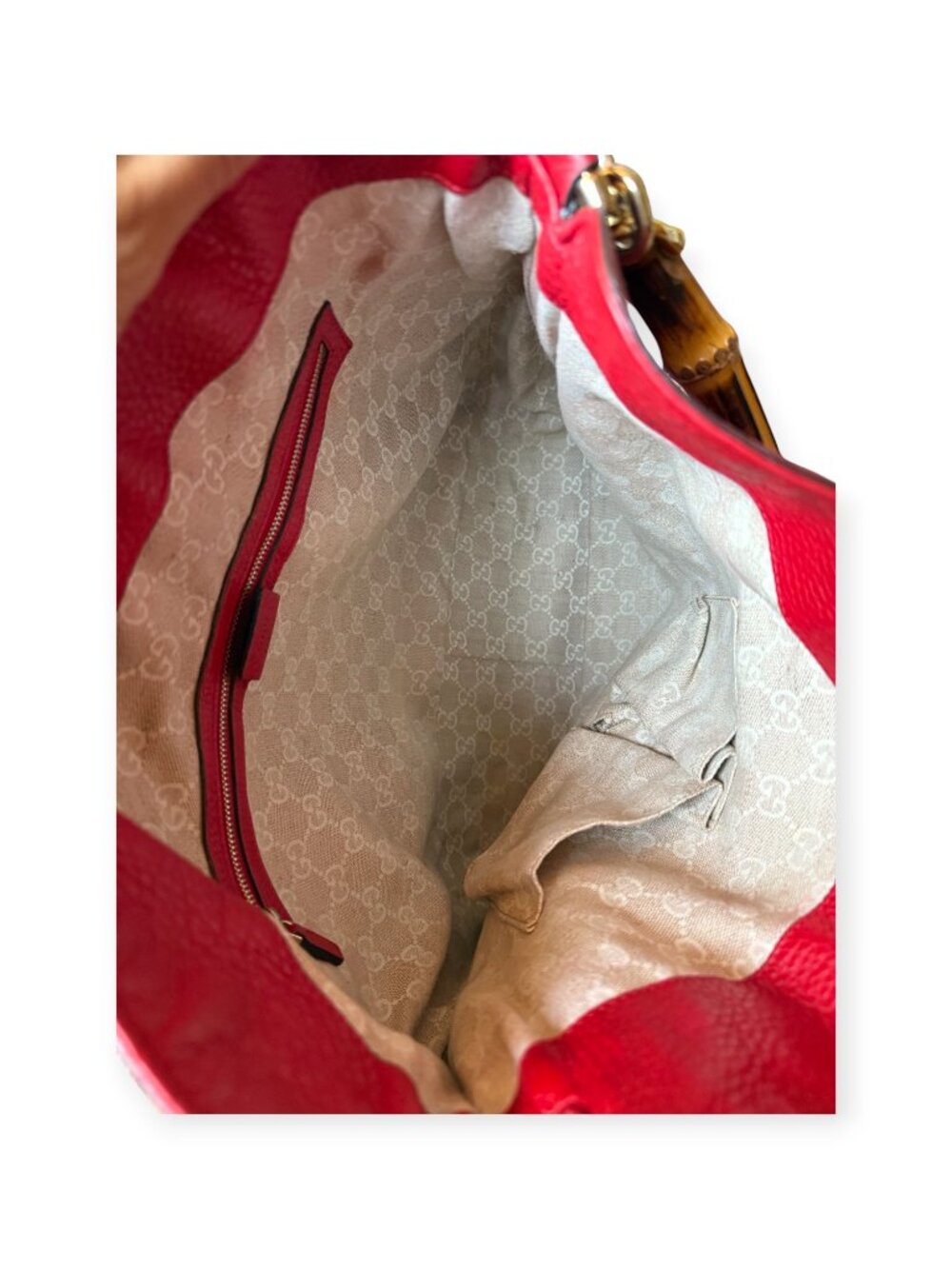 Vintage Gucci Bamboo 2-Way Crossbody/Top Handle Red Leather Bag - Picture 5 of 9